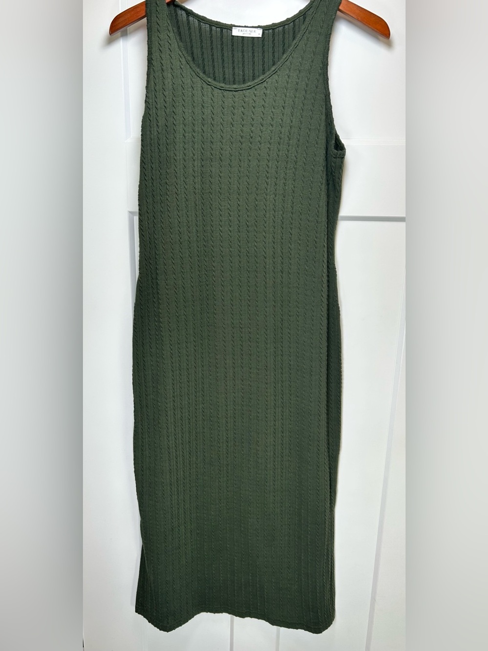 Ekouaer Olive Green Cable Knit Sleeveless Tank Maternity Maxi Dress Size Medium